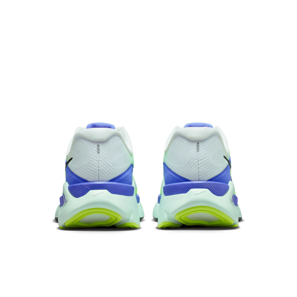 The back of a pair of Nike Men's Structure Plus Road Running Shoes in the White/Black Spruce-Volt Ice-Barely Green colourway.