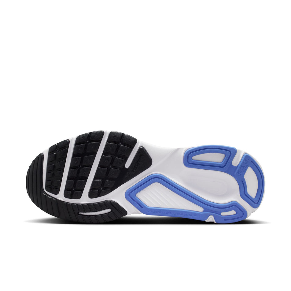 The outsole of the left shoe from a pair of the Nike Men's Structure Plus Road Running Shoes in the Hydrogen Blue/Off Noir-Blue Crystal colourway.