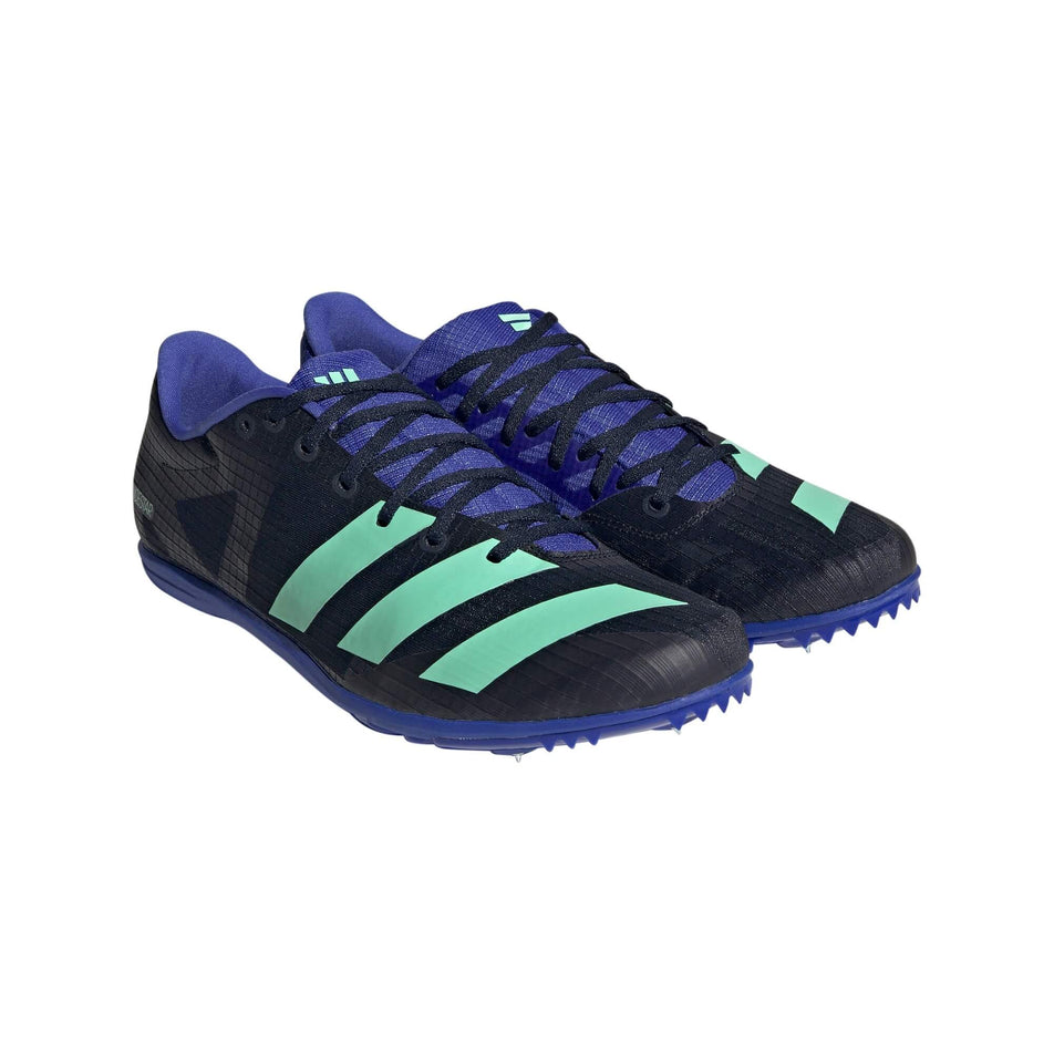 A pair of adidas Unisex Distancestar Running Spikes in the Legend Ink/Pulse Mint colourway (7916227494050)