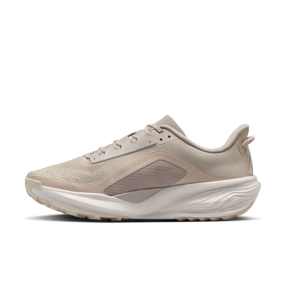 Medial view of the right shoe from a pair of Nike Men's ACG Pegasus Trail Running Shoes in the Cream II/Cream II-Light Orewood Brown colourway.