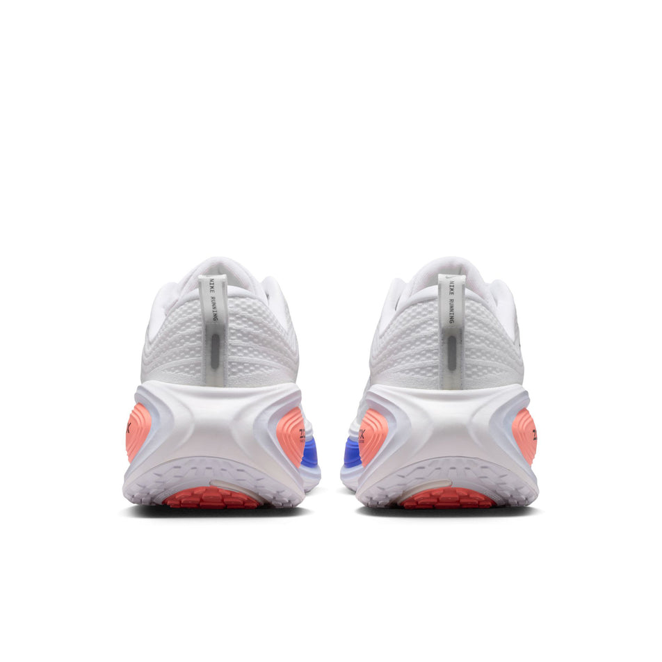 The back of a pair of Nike Men's Vomero Plus Road Running Shoes in the White/Black-Atomic Pink-Racer Blue colourway.