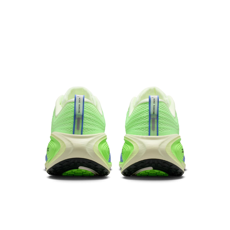 The back of a pair of Nike Men's Vomero Plus Road Running Shoes in the Volt Tint/Black Spruce-Lime Blast colourway.