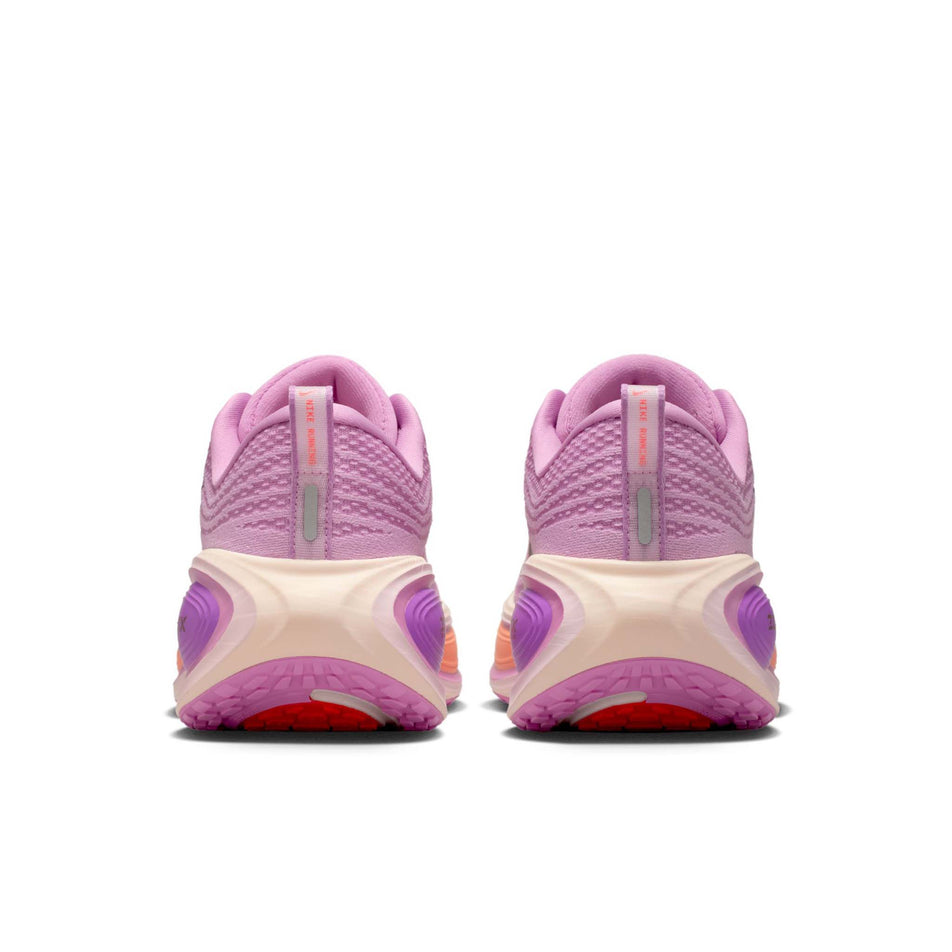 The back of a pair of Nike Women's Vomero Plus Road Running Shoes in the Light Magenta/Black-Pink Foam-Bright Violet colourway.