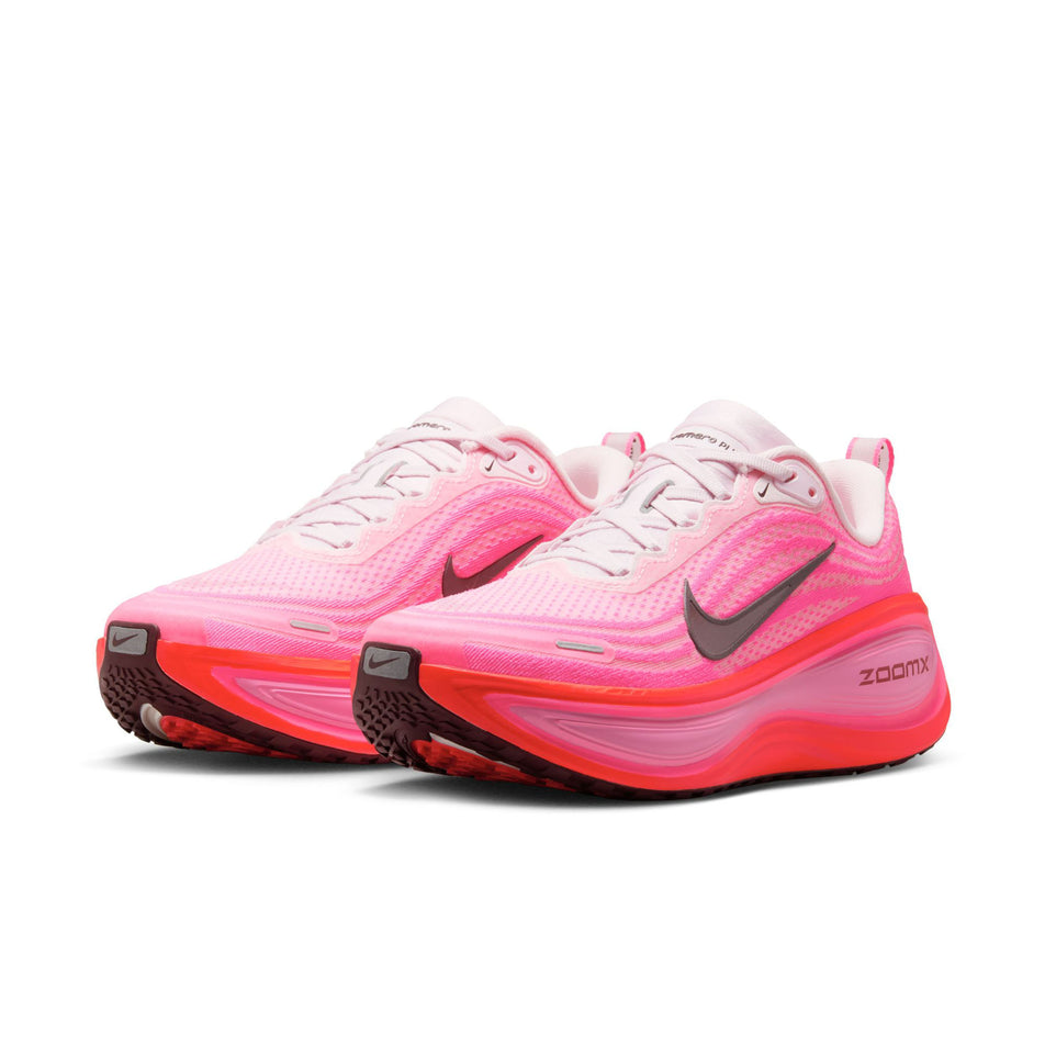 A pair of Nike Women's Vomero Plus Road Running Shoes in the Hyper Pink/Burgundy Crush colourway. (8736251773090)
