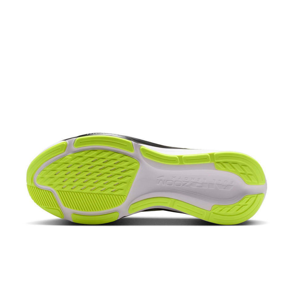 The outsole of the left shoe from a pair of Nike Men's Pegasus 42 Road Running Shoes in the Photon Dust/Black-Volt-White colourway.
