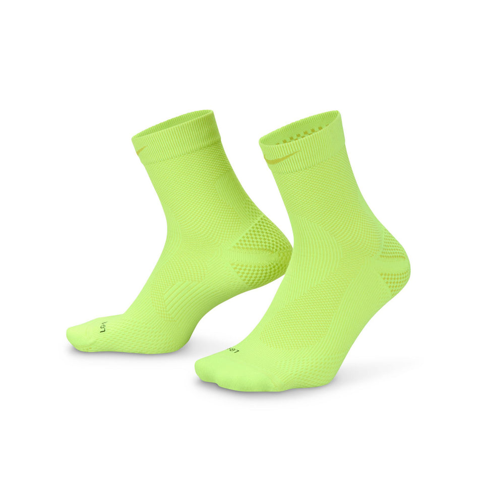 A pair of Nike Lightweight Running Micro Crew Socks in the Volt/Bright Cactus/Black/Bright Cactus colourway.