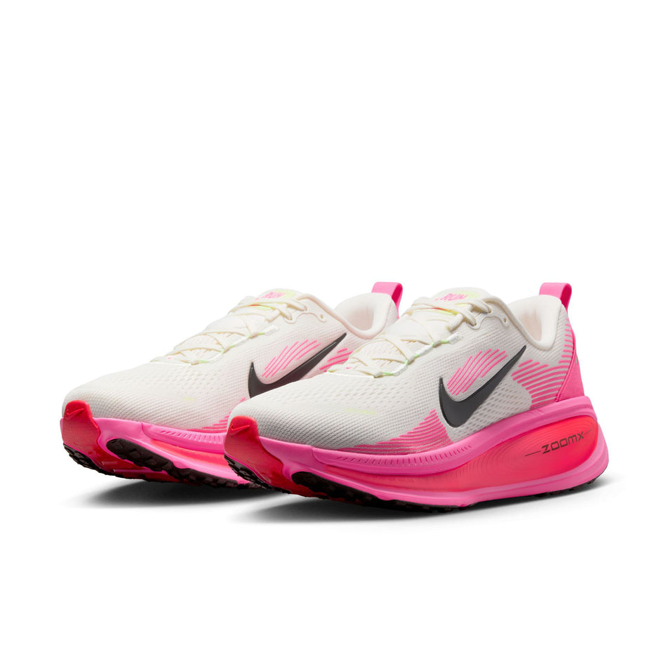 A pair of Nike Men's Vomero 18 Road Running Shoes in the Sail/Sequoia-Hyper Pink-Hyper Pink colourway. (8636927738018)