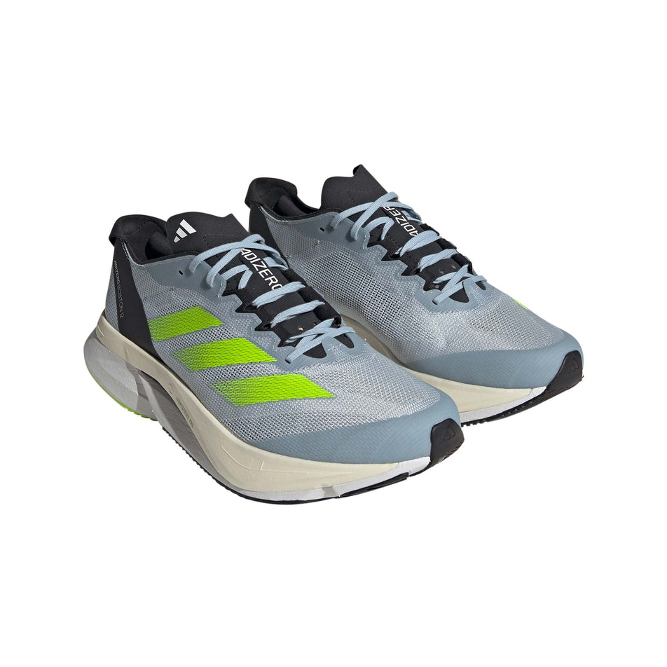 A pair of adidas Men's Adizero Boston 12 Running Shoes in the Wonder Blue/Lucid Lemon/Carbon colourway (7969404715170)