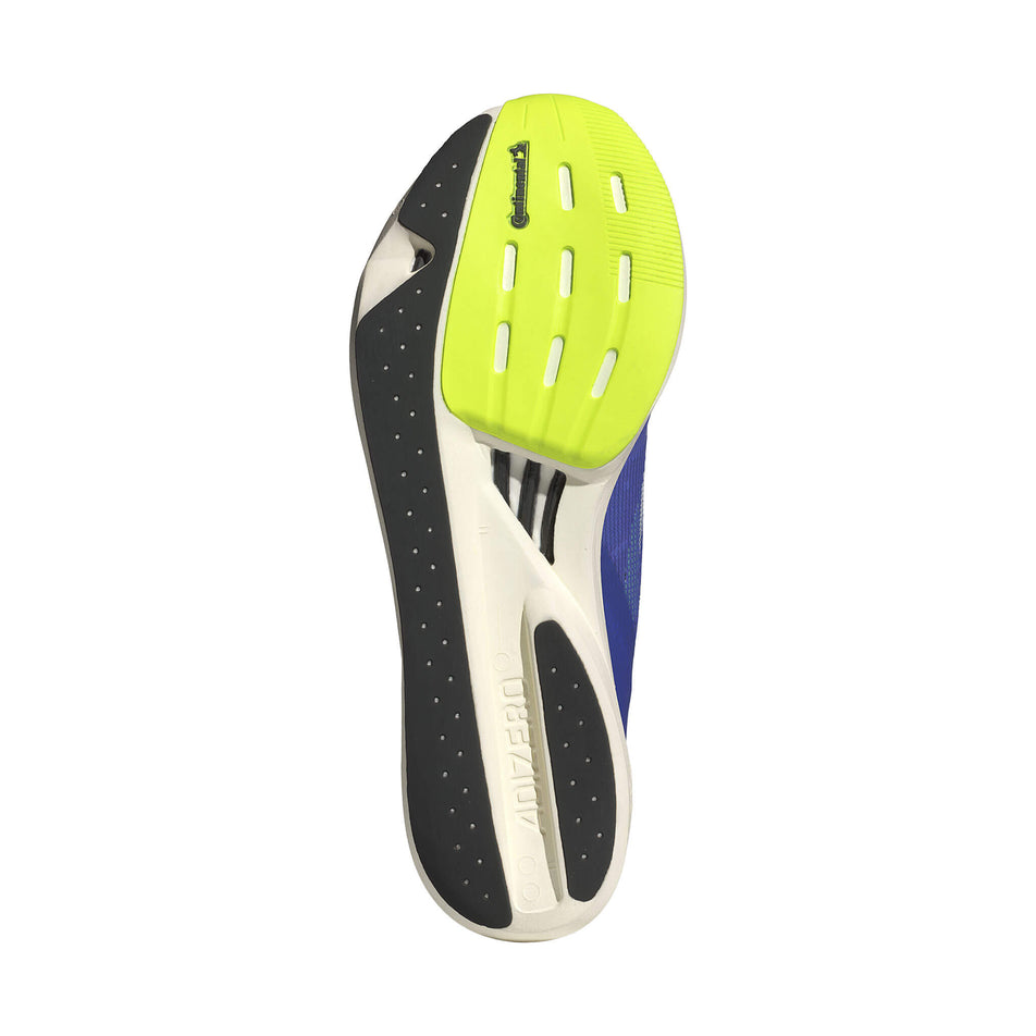 Outsole of the right shoe from a pair of adidas Men's Takumi Sen 10 Running Shoes in the Cobalt Blue/Zero Met./Lucid Lemon colourway. (8472619384994)
