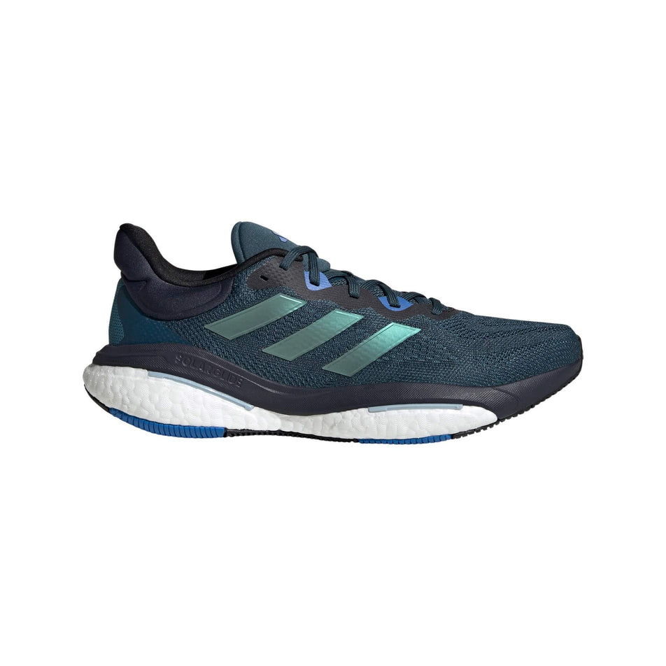 Lateral side of the right shoe from a pair of adidas Men's Solarglide 6 Running Shoes in the Arctic Night/Core Black/Arctic Fusion colourway (7969125171362)
