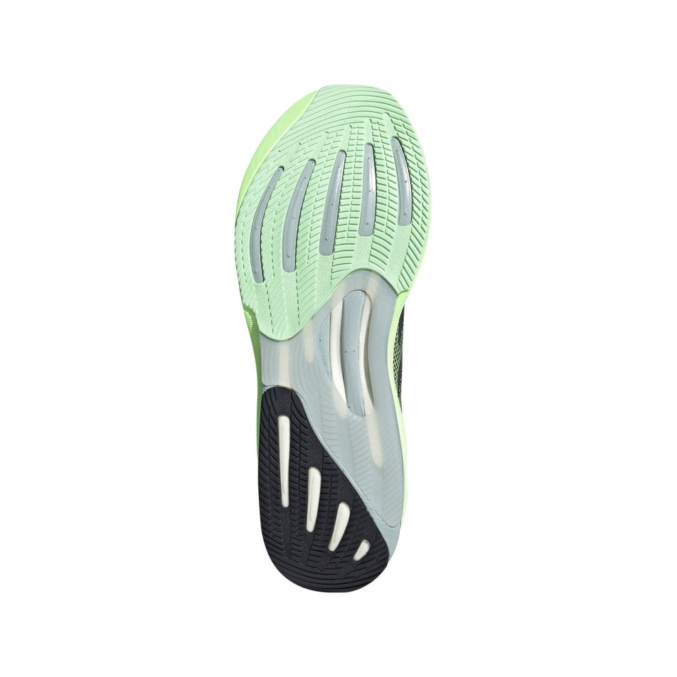 Outsole of the right shoe from a pair of adidas Men's Supernova Rise Running Shoes in the Core Black/Grey Five/Green Spark colourway (8115581714594)