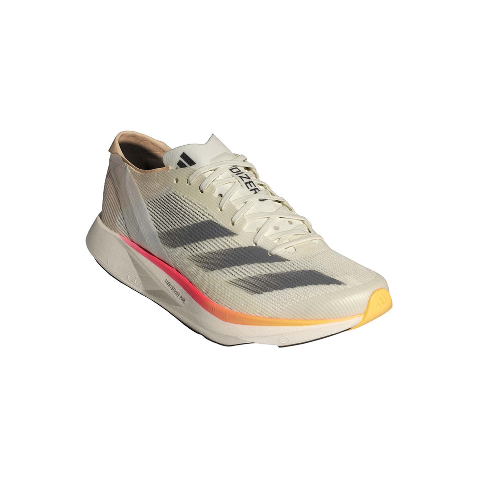 Lateral side of the right shoe from a pair of adidas Women's Takumi Sen 10 Running Shoes in the Ivory/Iron Met./Off White colourway (8193622835362)