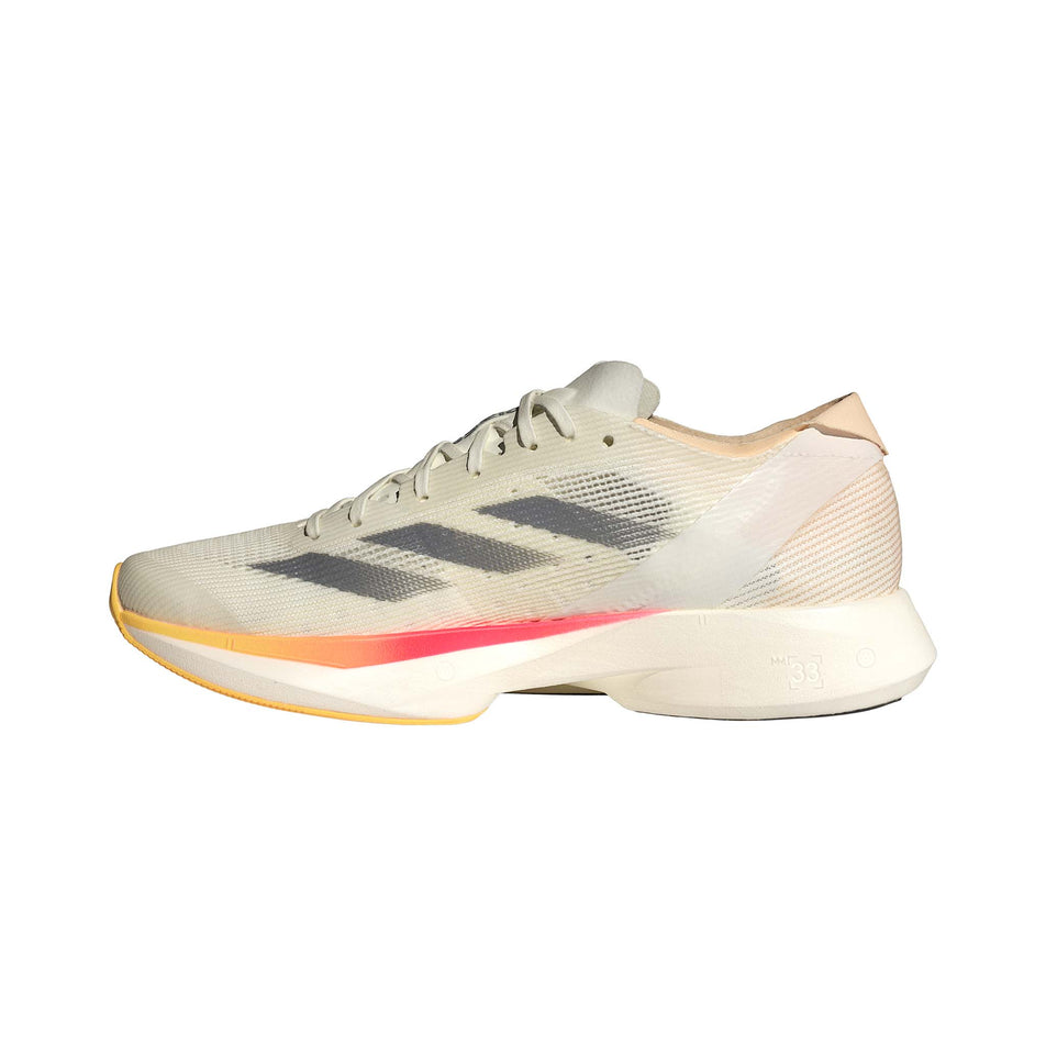Medial side of the right shoe from a pair of adidas Women's Takumi Sen 10 Running Shoes in the Ivory/Iron Met./Off White colourway (8193622835362)