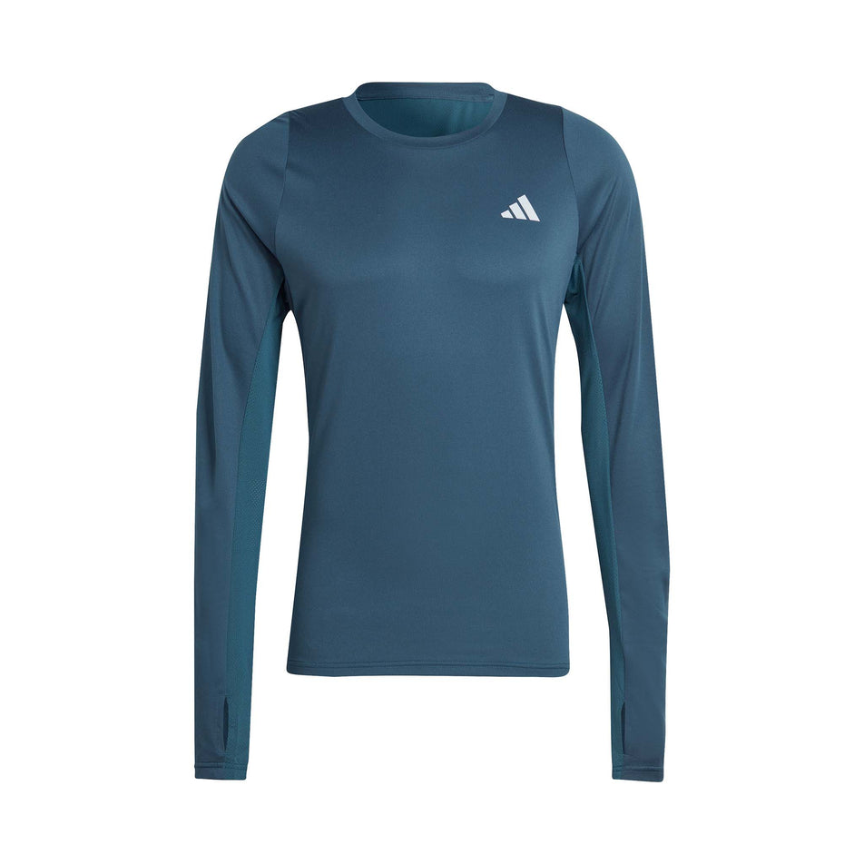 An adidas Men's Run Icons 3-Stripes Long Sleeve Top in the Arctic Night colourway (8005293670562)
