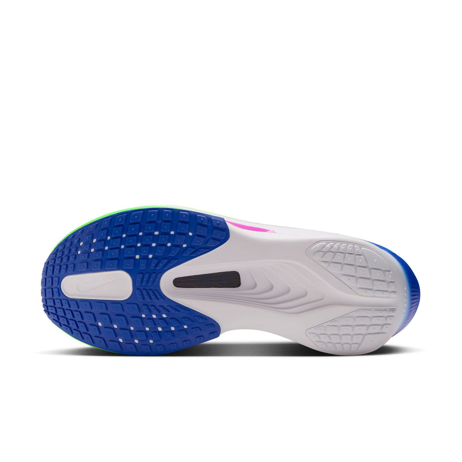 The outsole of the right shoe from a pair of Nike Men's Zoom Fly 6 Road Running Shoes in the Purple Dynasty/Volt-Fuchsia Dream colourway.