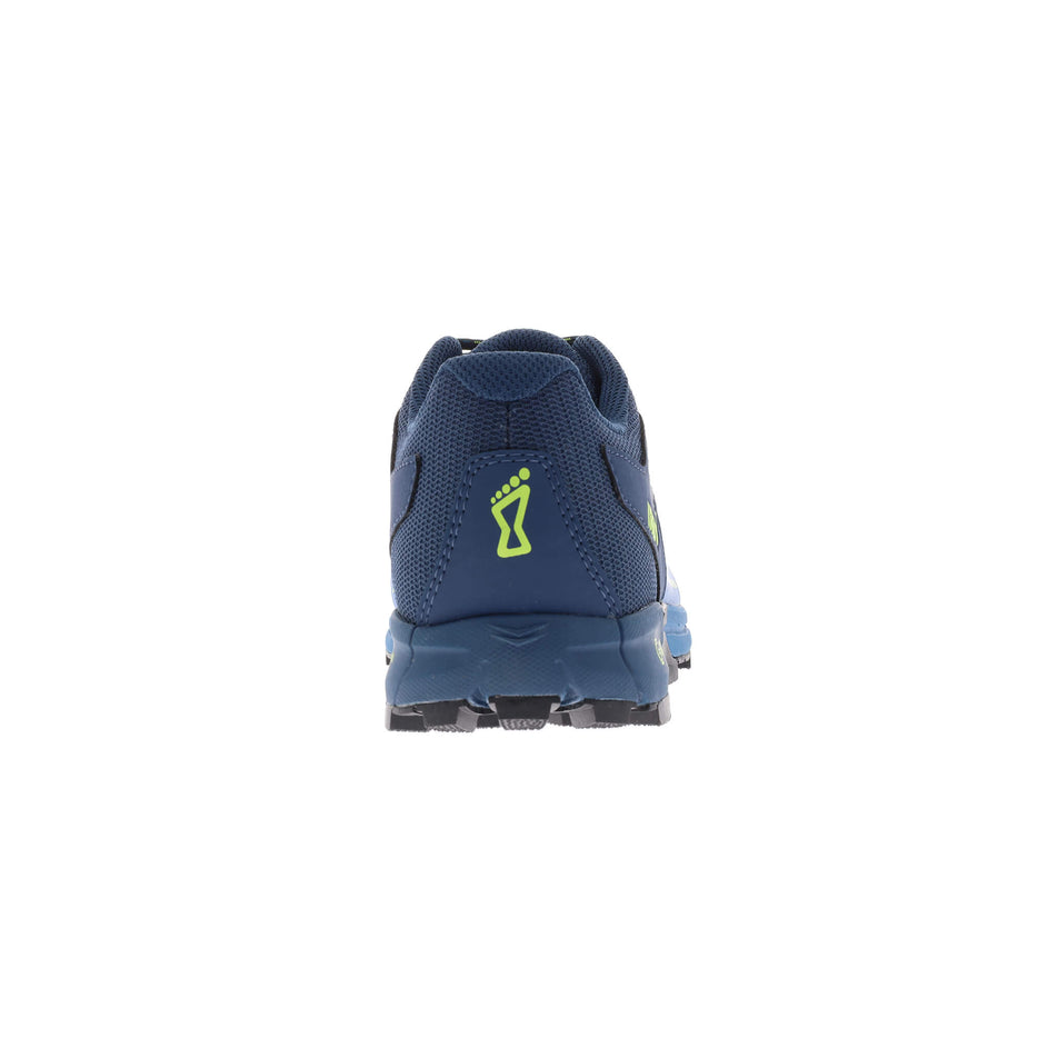 Back of the right shoe from a pair of inov-8 Men's Roclite G 275 V2 Running Shoes in the Blue/Navy/Lime colourway  (7744944275618)