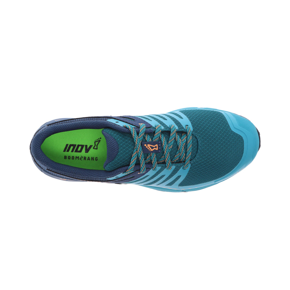 The upper of the right shoe from a pair of inov-8 Women's Roclite G 275 V2 Running Shoes in the Teal/Navy/Nectar colourway (7744944865442)