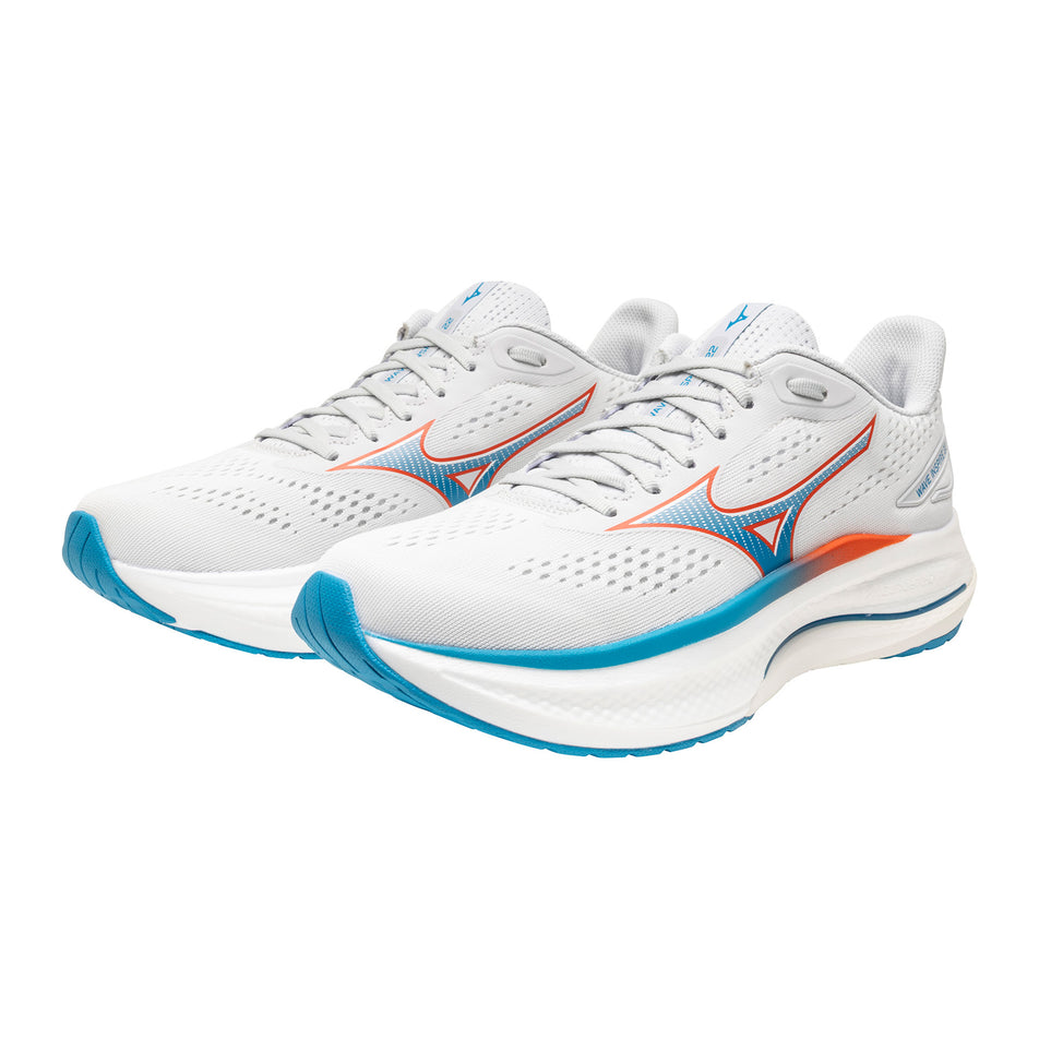 A pair of Mizuno Men's Wave Inspire 22 Running Shoes in the Cloudscape colourway.