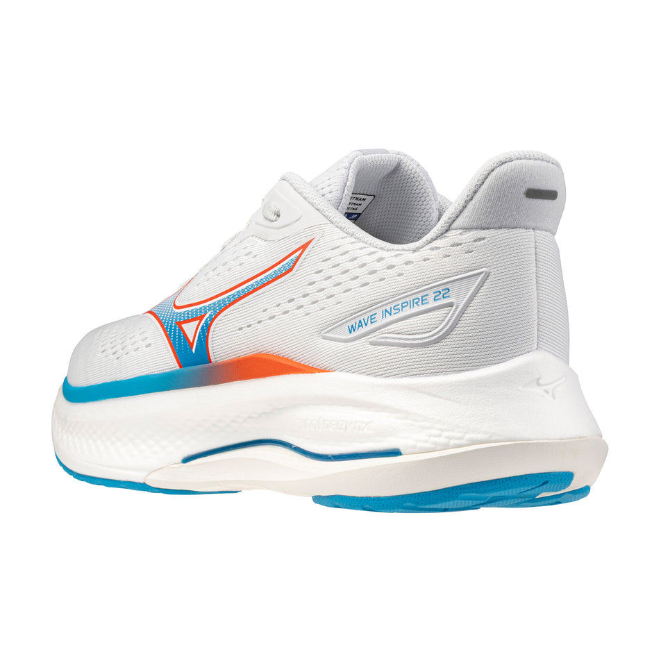 Lateral view of the left shoe from a pair of Mizuno Men's Wave Inspire 22 Running Shoes in the Cloudscape colourway.