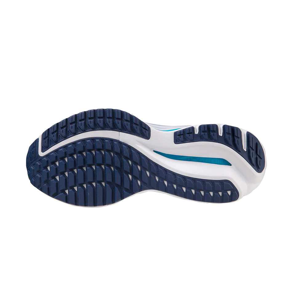 Outsole of the left shoe from a pair of Mizuno Women's Wave Inspire 19 Running Shoes in the Blue Depths/White/Aquarius colourway (7926844162210)