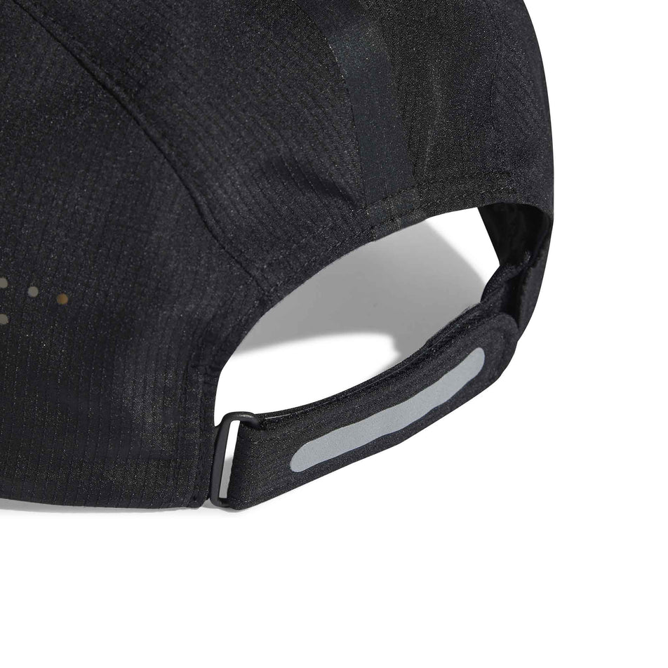The back of an adidas Unisex Run x Adizero Cap in the Black/Reflective Silver colourway. (8591277752482)