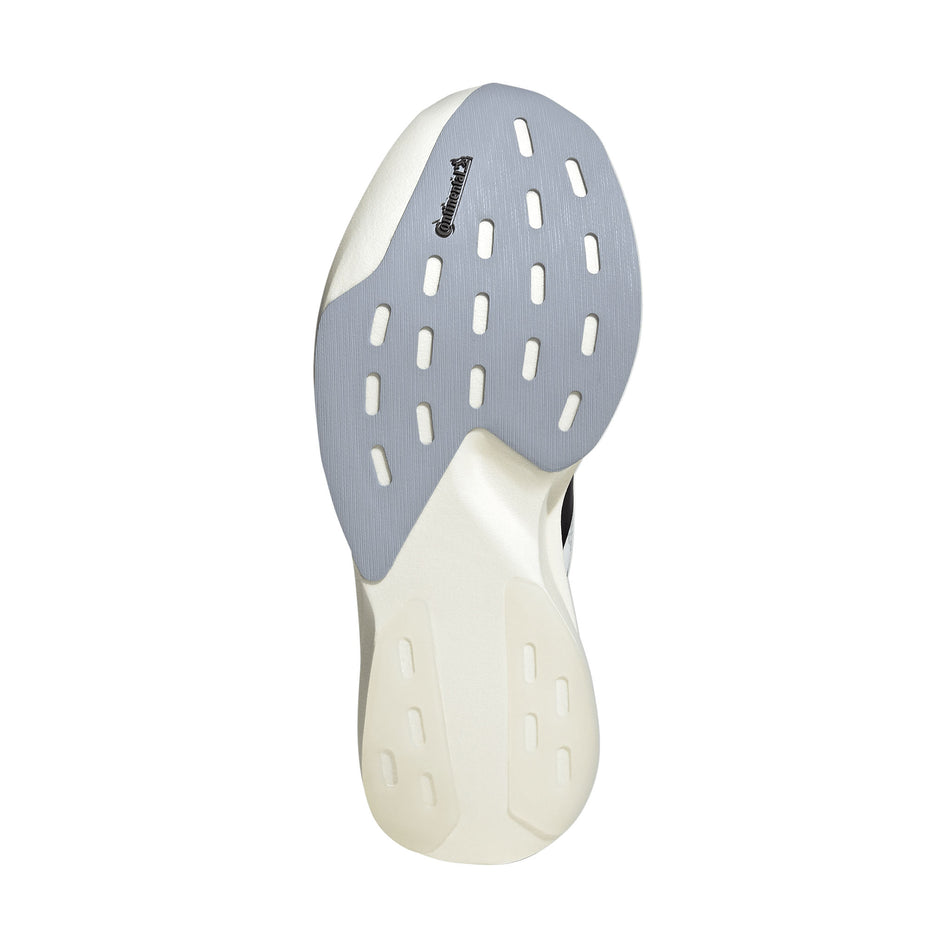 The outsole of the right shoe from a pair of adidas Women's Adizero EVO SL Running Shoes in the Ftwr White/Core Black/Ftwr White colourway.