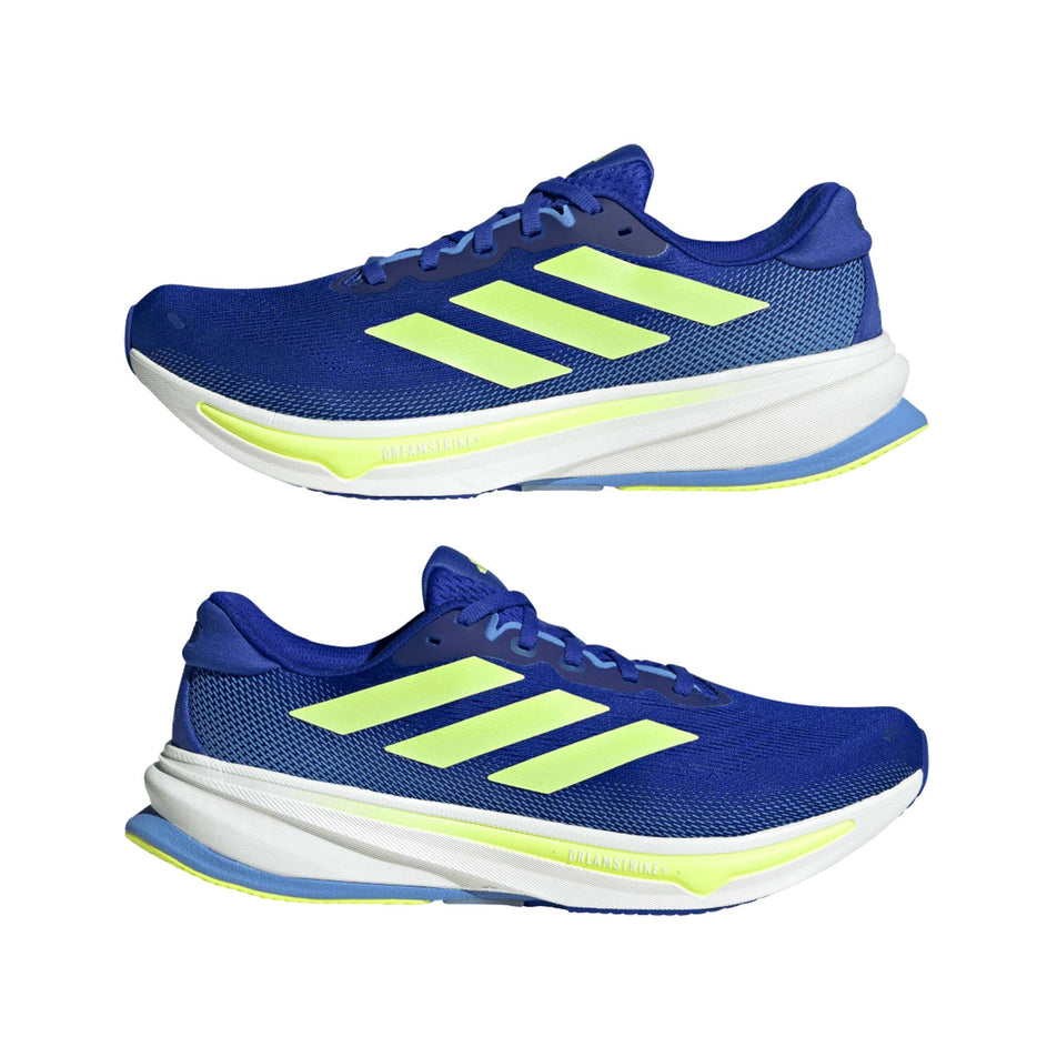 A pair of adidas Men's Supernova Rise 2 Running Shoes in the Lucid Blue/Hi-Red Yellow/Blue Fusion colourway. (8662545006754)