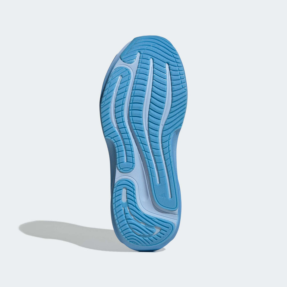 The outsole of the right shoe from a pair of adidas Women's Supernova Rise 3 Running Shoes in the Glow Blue/Silver met./Ftwr White colourway.