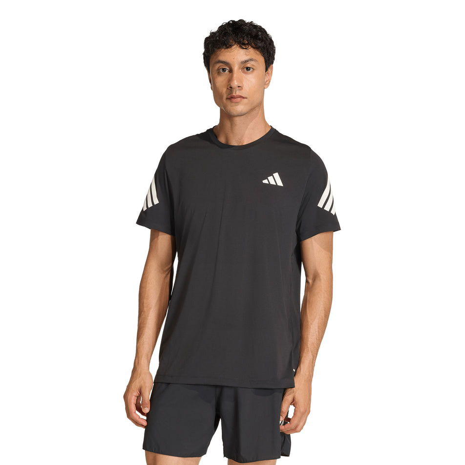 Front view of a model wearing the adidas Men's adi365 Tee in the Black colourway.