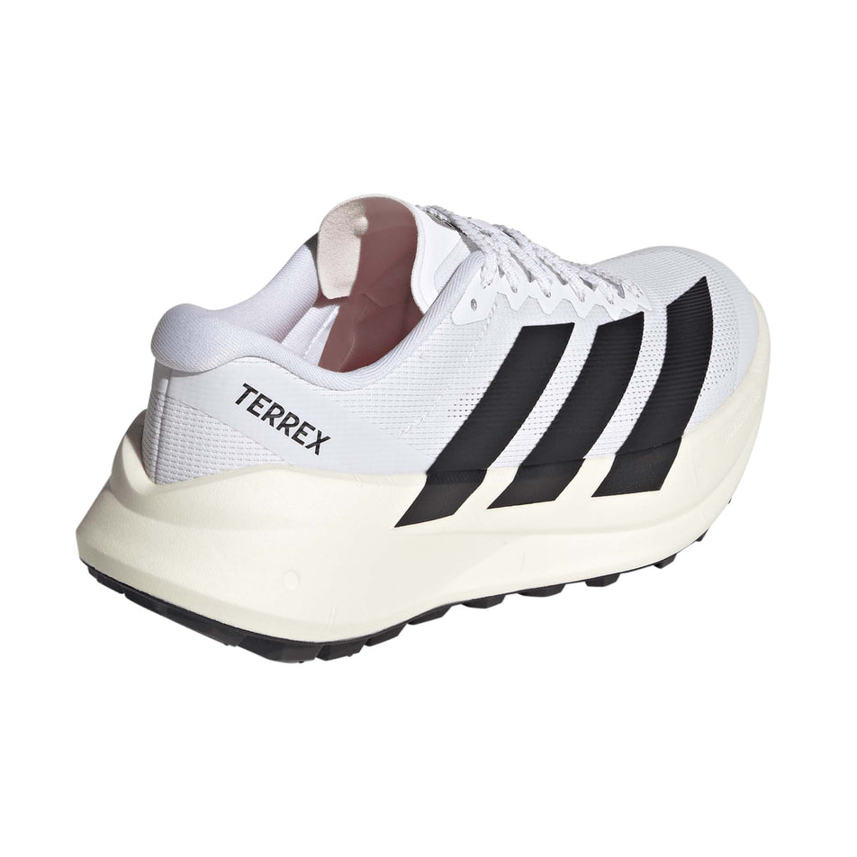 Lateral view of the right shoe from a pair of adidas Women's Terrex Agravic SL Running Shoes in the Ftwr White/Core Black/Ftwr White colourway.