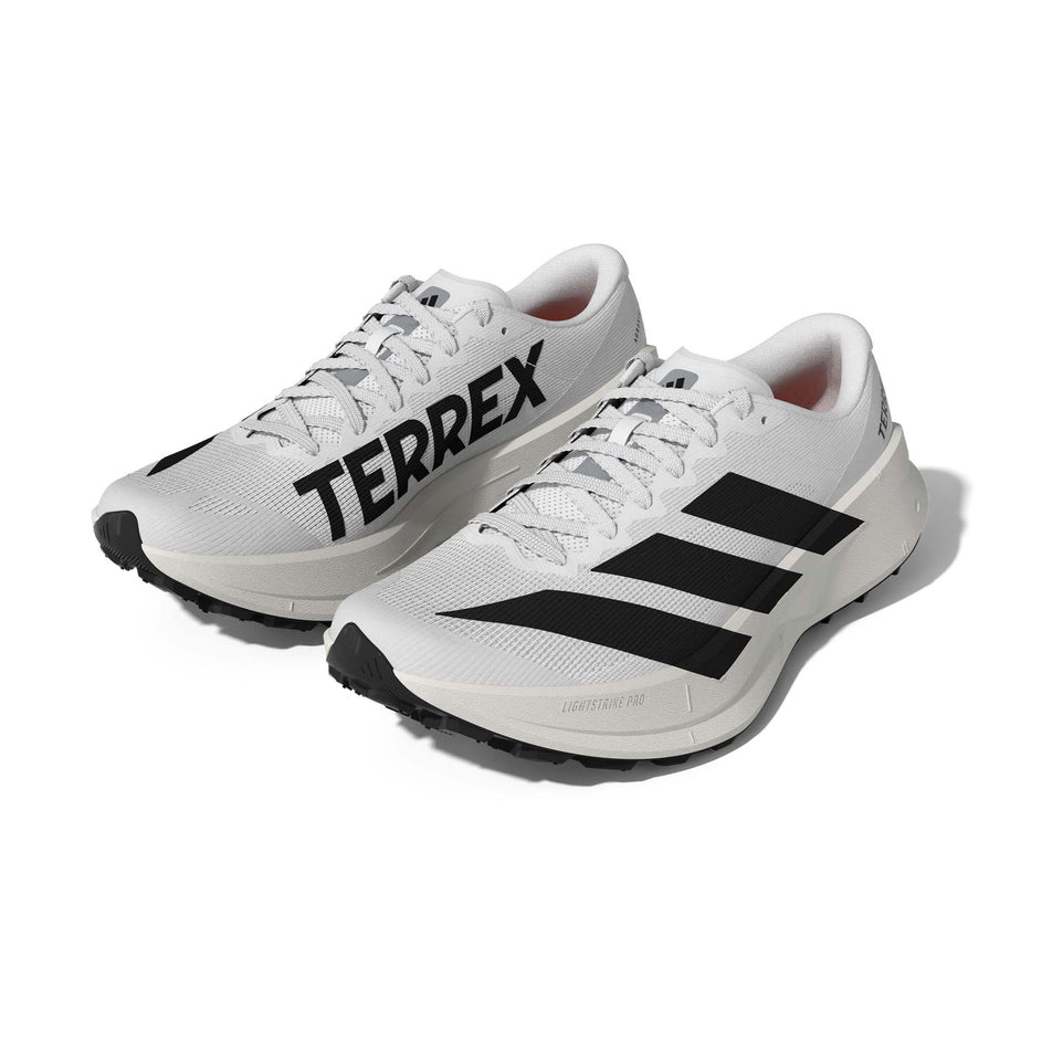 A pair of adidas Women's Terrex Agravic SL Running Shoes in the Ftwr White/Core Black/Ftwr White colourway.