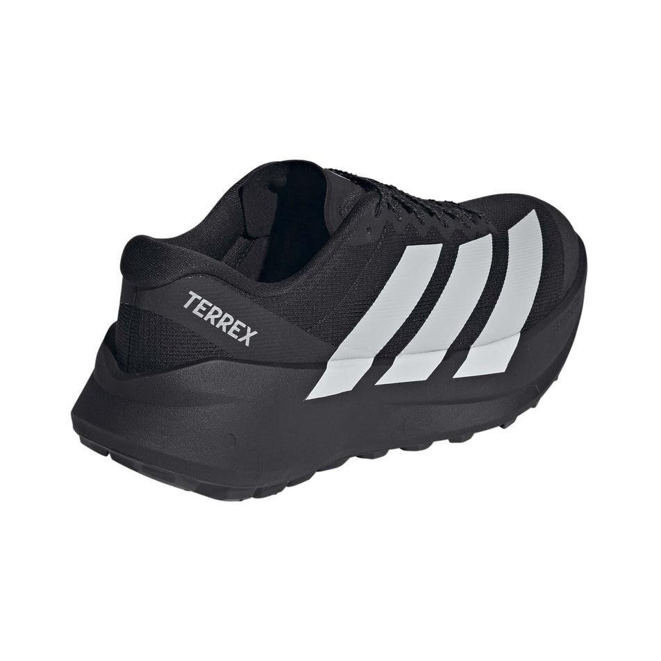 Lateral view of the right shoe from a pair of adidas Men's Terrex Agravic SL Running Shoes in the Core Black/Grey Two/Core Black colourway.