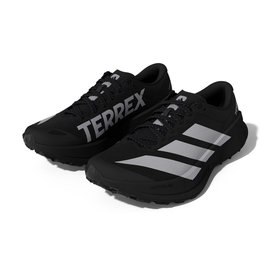A pair of adidas Men's Terrex Agravic SL Running Shoes in the Core Black/Grey Two/Core Black colourway.