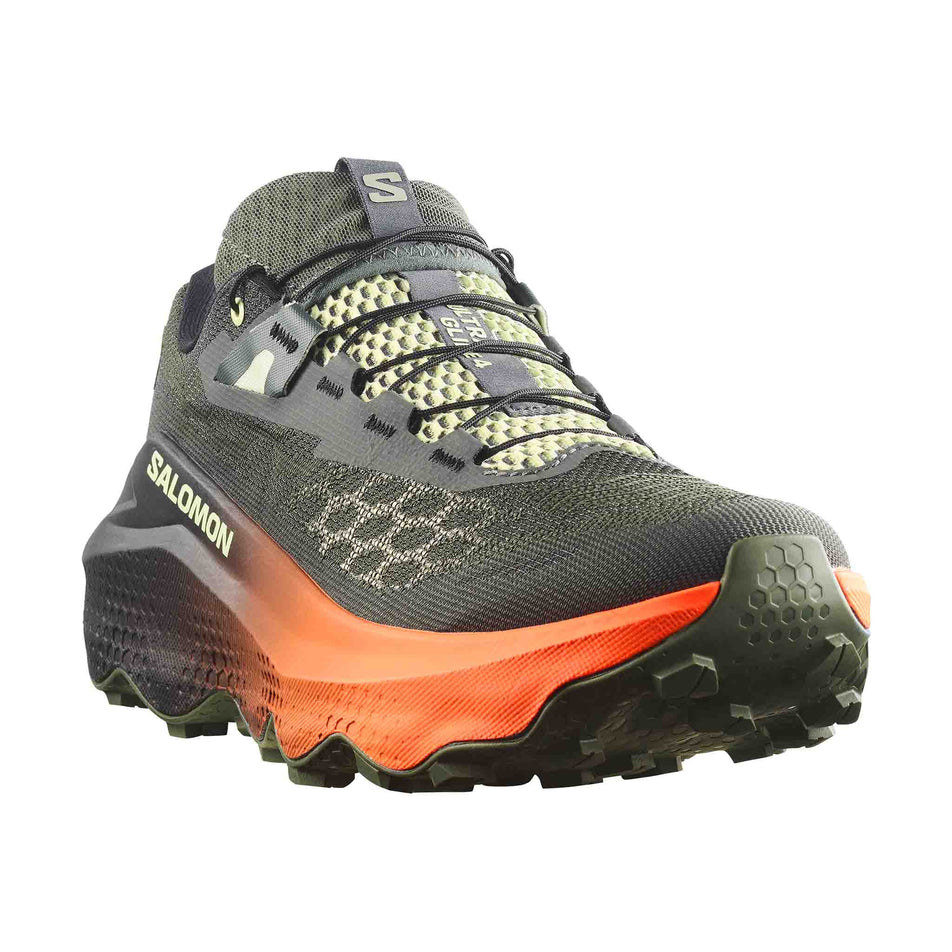 The right shoe from a pair of Salomon Men's Ultra Glide 4 Trail Running Shoes in the Urban Chic/Black colourway.