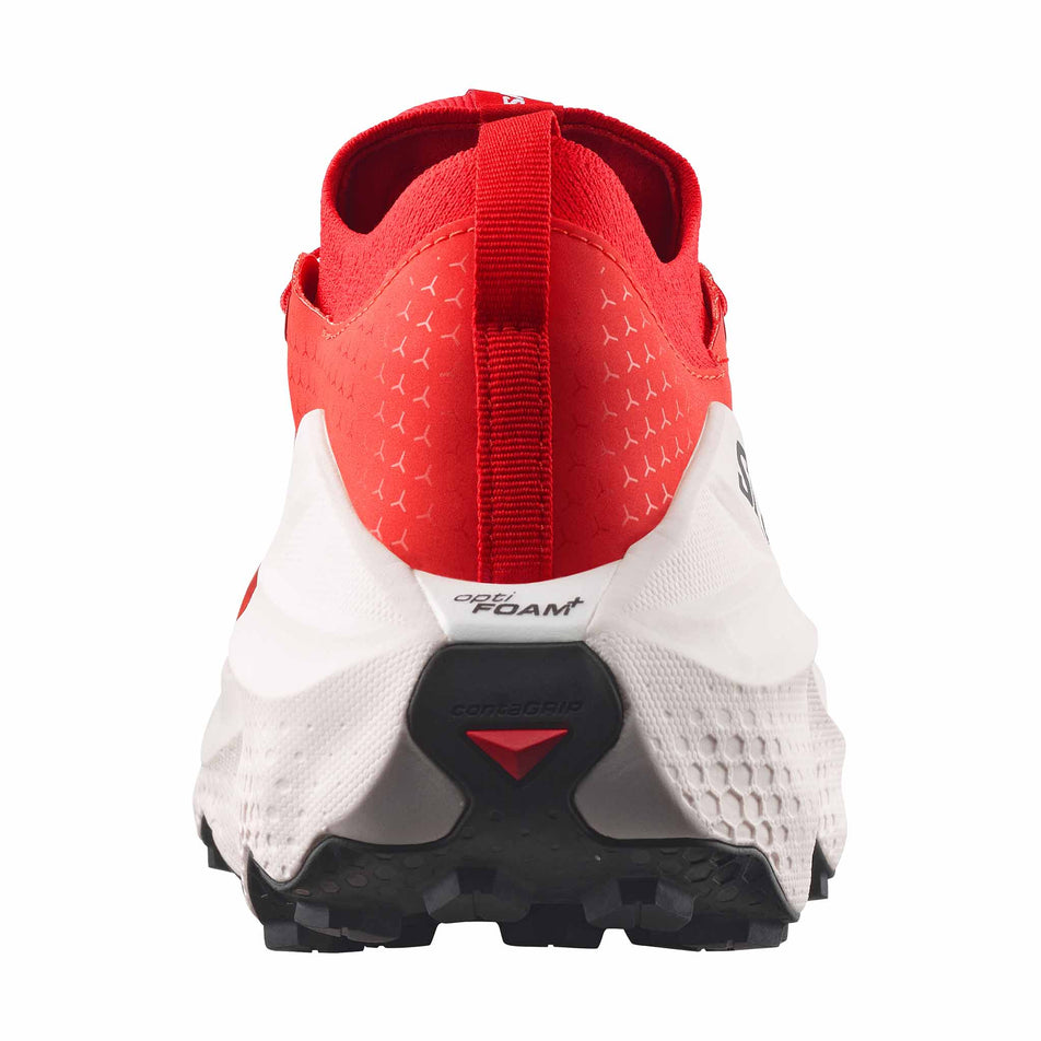 The back of the right shoe from a pair of Salomon Unisex S/Lab Ultra Glide 2 Trail Running Shoes in the Fiery Red/Fiery Red colourway.