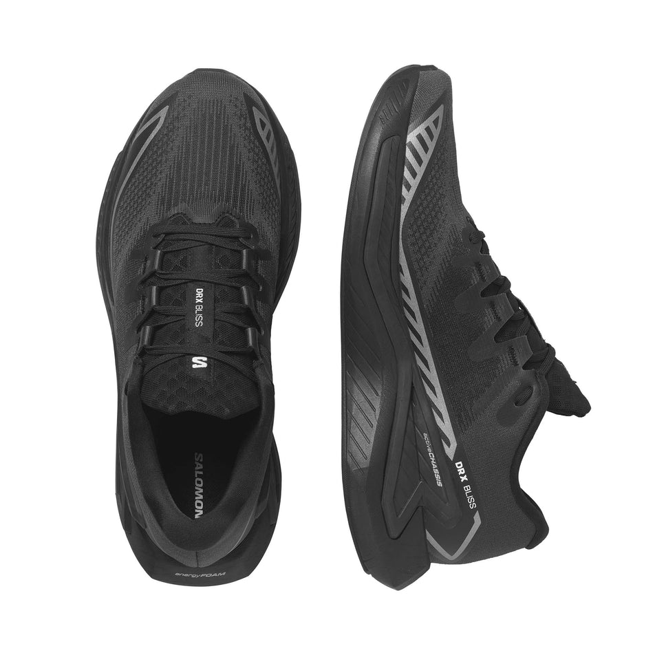 A pair of Salomon Men's DRX Bliss Running Shoes in the Black/Black/Black colourway (7986285478050)