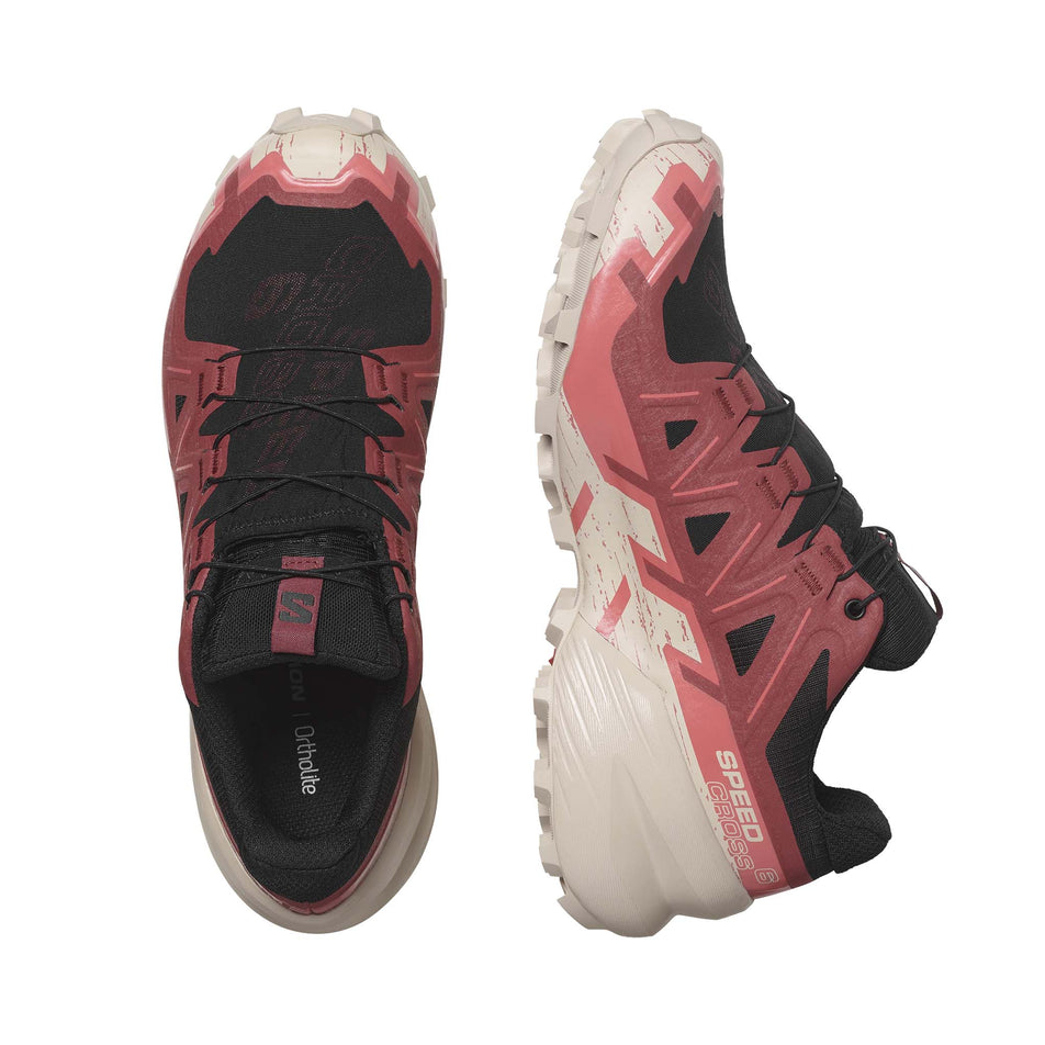 A pair of Salomon Women's Speedcross 6 GORE-TEX Running Shoes in the Black/Cow Hide/Faded Rose colourway (7986302025890)