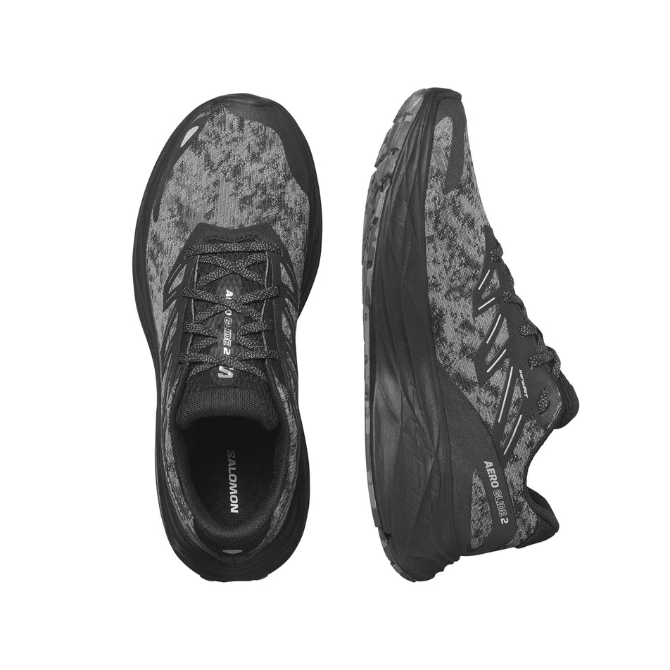 A pair of Salomon Men's Aero Glide 2 Running Shoes in the Black/Phantom/Ghost Gray colourway (8237937197218)