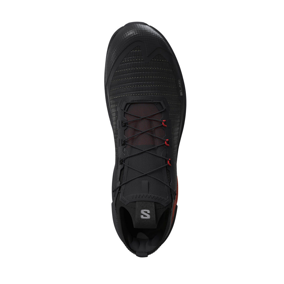 The upper of the right shoe from a pair of Salomon Unisex S/Lab Genesis 2 Trail Running Shoes in the Black/Black colourway.