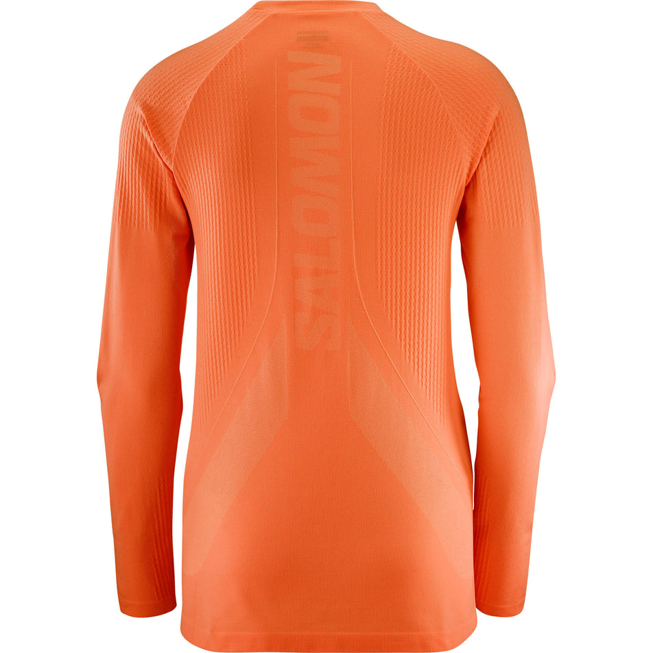 Back view of a Salomon Women's Sense Aero Long Sleeve T-Shirt in the Burnt Ochre colourway (8000757301410)