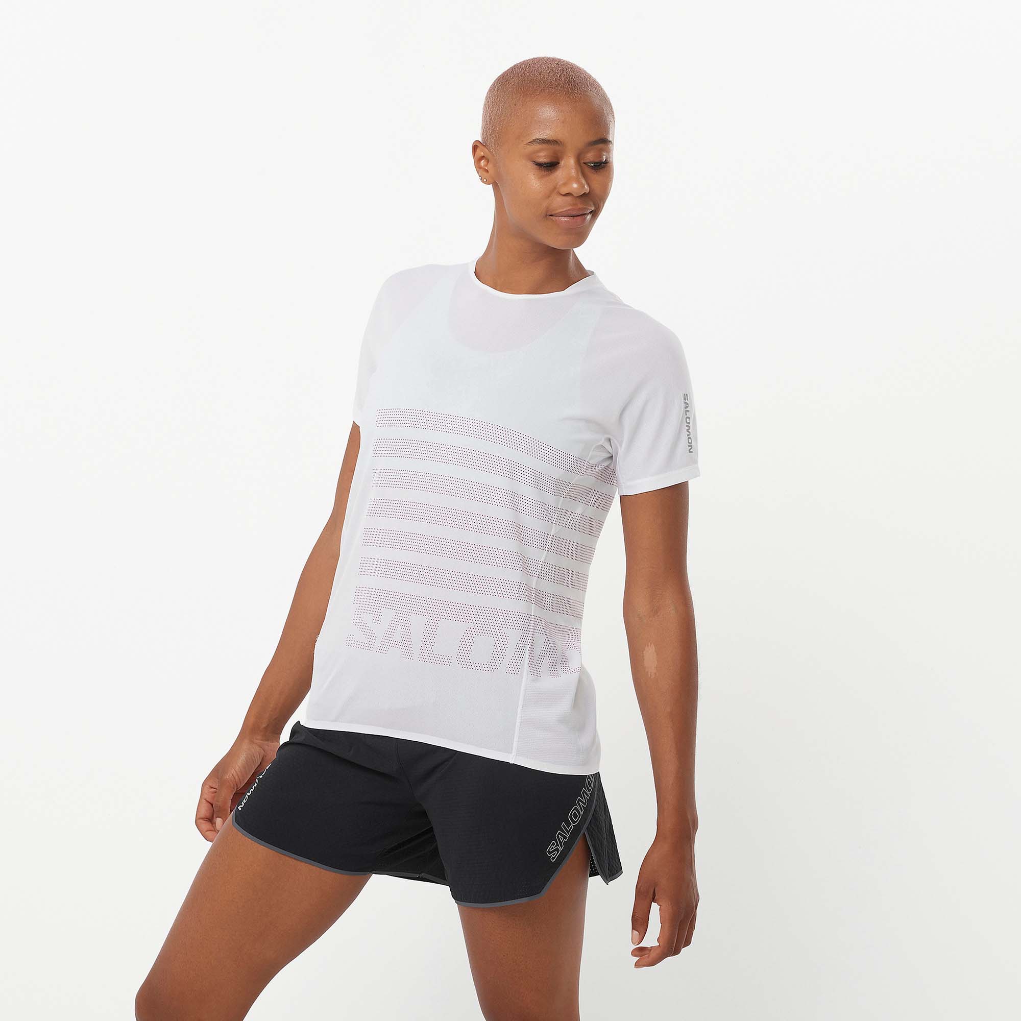 Salomon Women's Sense Aero GFX Short Sleeve Tee - White | Run4It