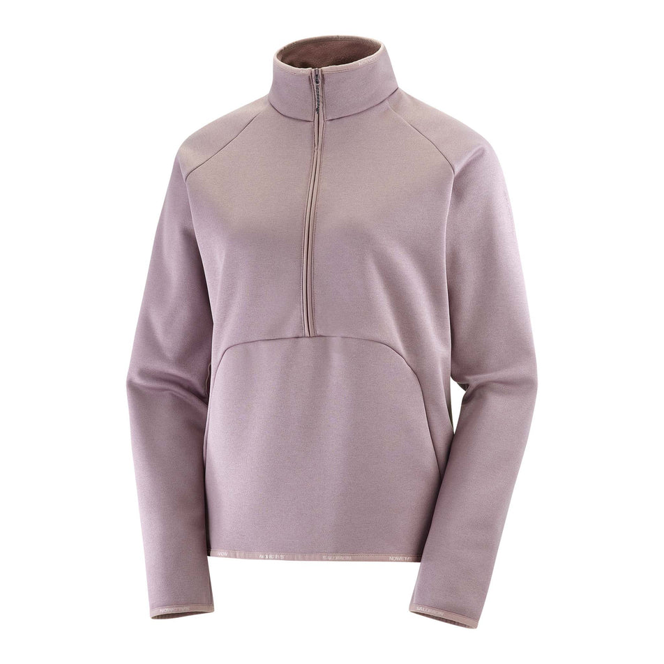 Front view of a Salomon Women's Essential Warm Half Zip in the Quail colourway (8071088013474)