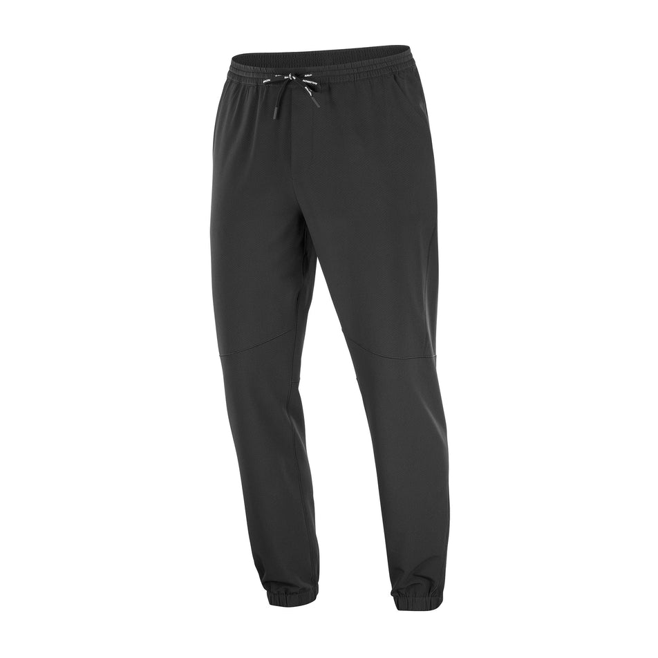 Front view of the Salomon Men's SHAKEout HexaFlow Pants in the Deep Black colourway. (8781939835042)