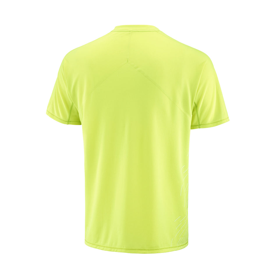 Back view of the Salomon Men's Sense Aero SS Tee GFX in the Acid Lime/Butterfly colourway.