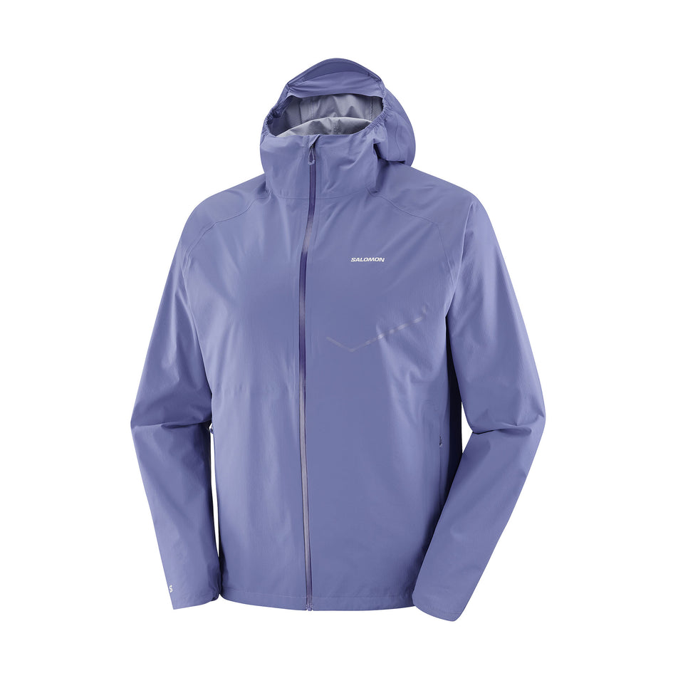 Front view of the Salomon Men's Bonatti Waterproof Shell Jacket in the Marlin colourway.