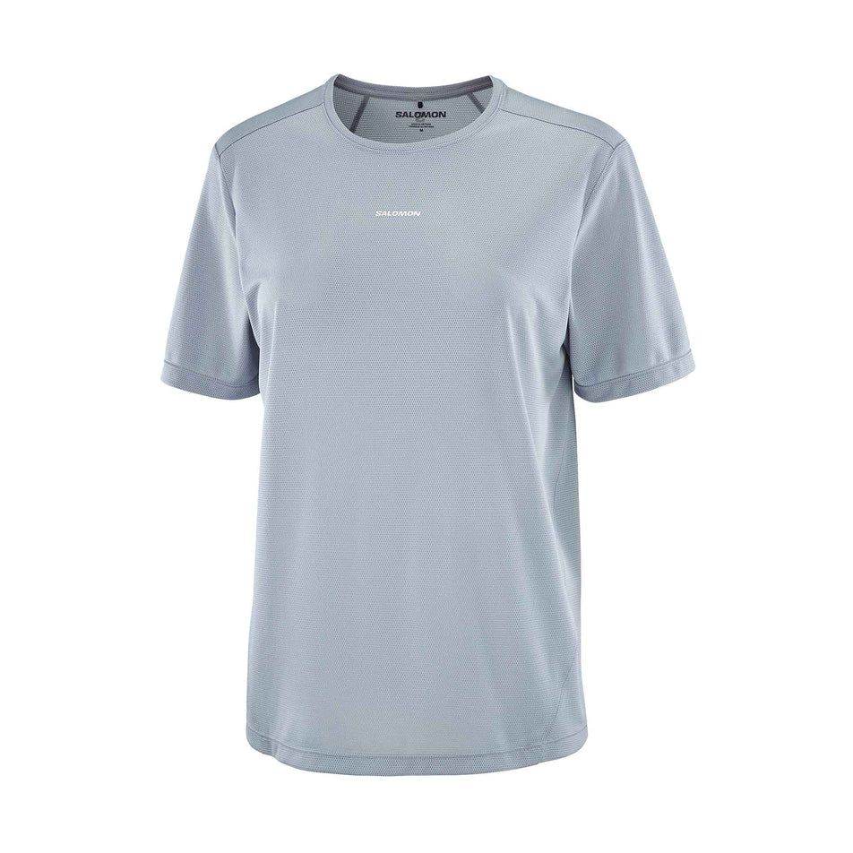 Front view of the Salomon Women's SHKout Core SS Tee in the Trade Winds colourway.