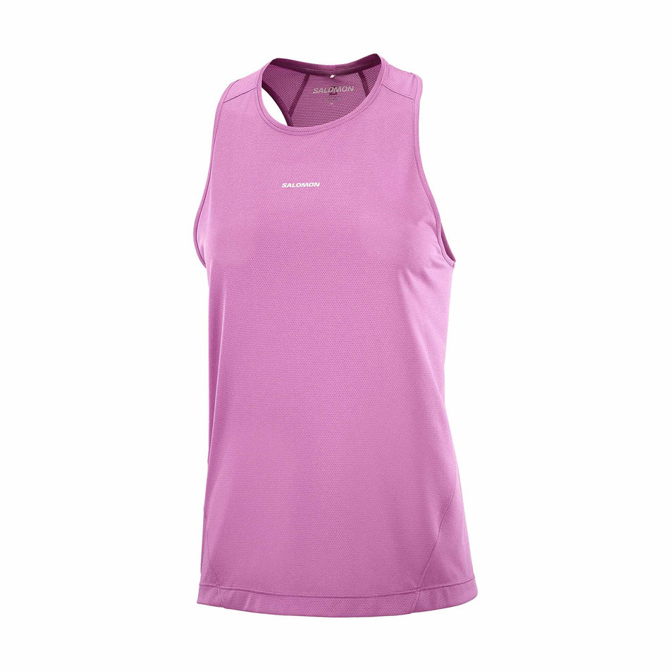 Front view of the Salomon Women's Shakeout Core Tank in the Iris Orchid colourway.