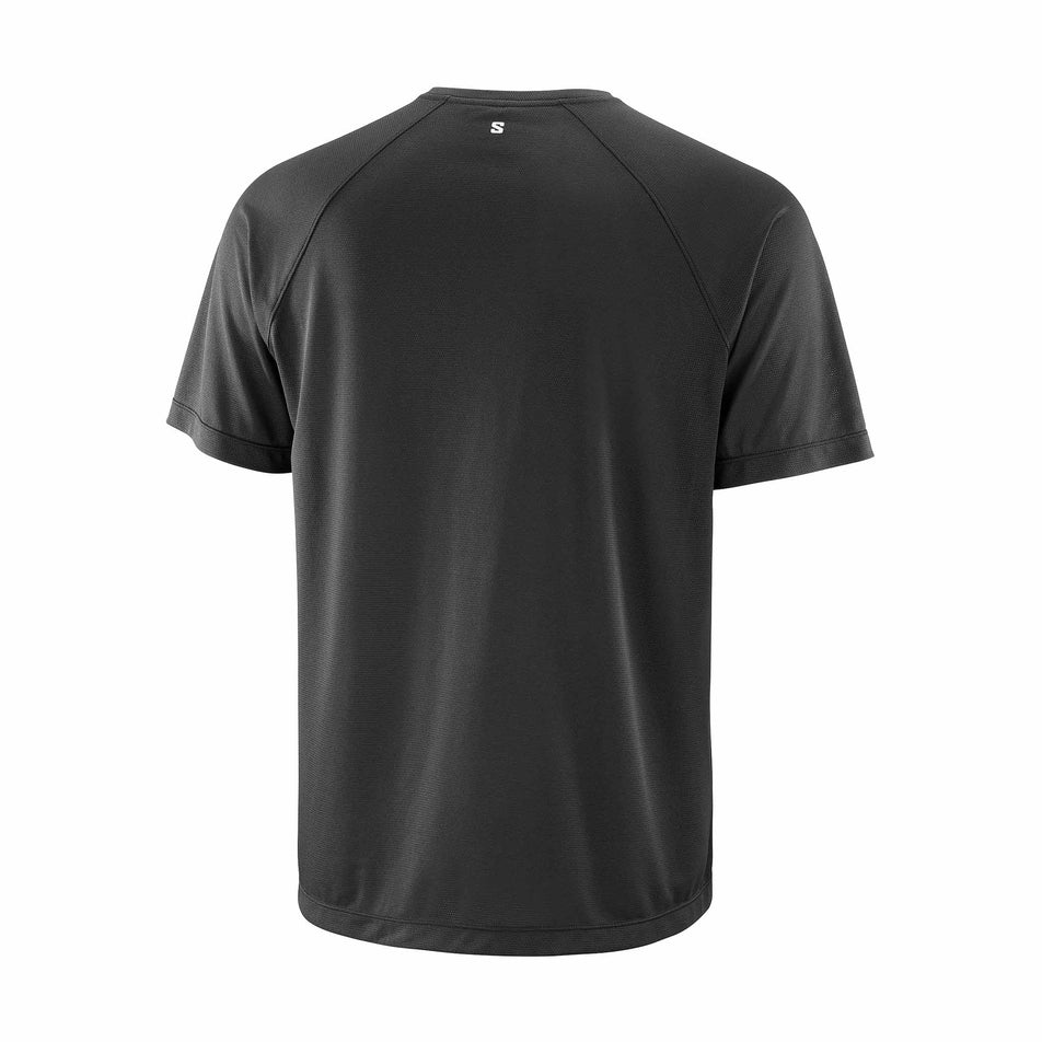 Back view of the Salomon Men's SHKout Core SS Tee GFX in the Deep Black colourway.
