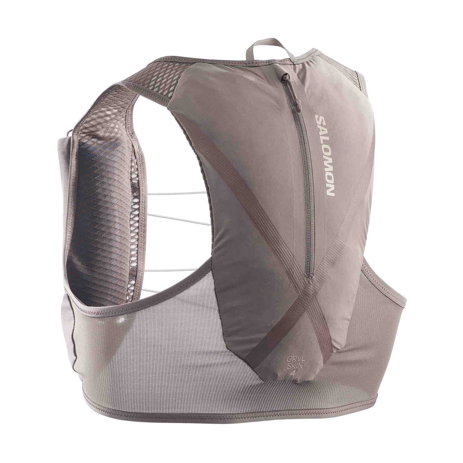 Back view of the Salomon Unisex GRVL Skin 4 Running Vest in the Iron/Silver Cloud colourway.