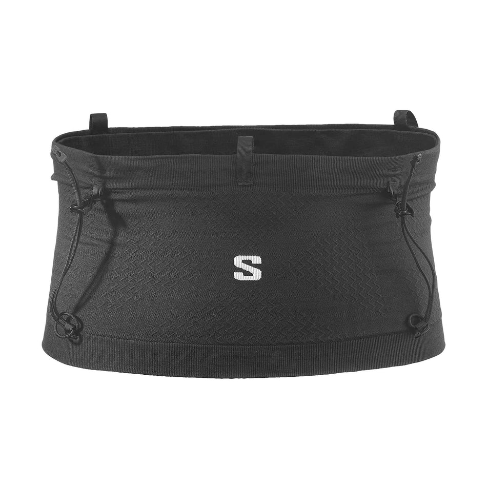 Back view of the Salomon Unisex ADV Skin Seamless Belt in the Black/White colourway.